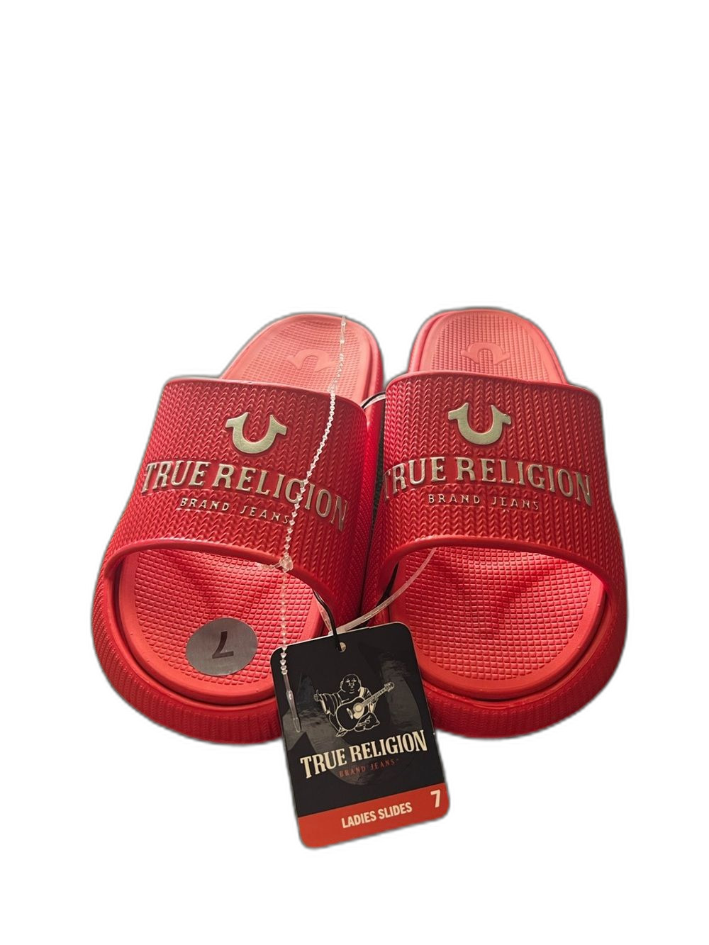 True Religion Brand Jeans Red Slides Sandals Women’s Size 7 NWT